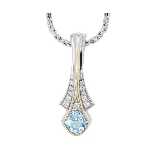 Piyaro Italian Sterling Silver Blue Topaz and Diamond Necklace Elgin's Fine Jewelry Baton Rouge, LA