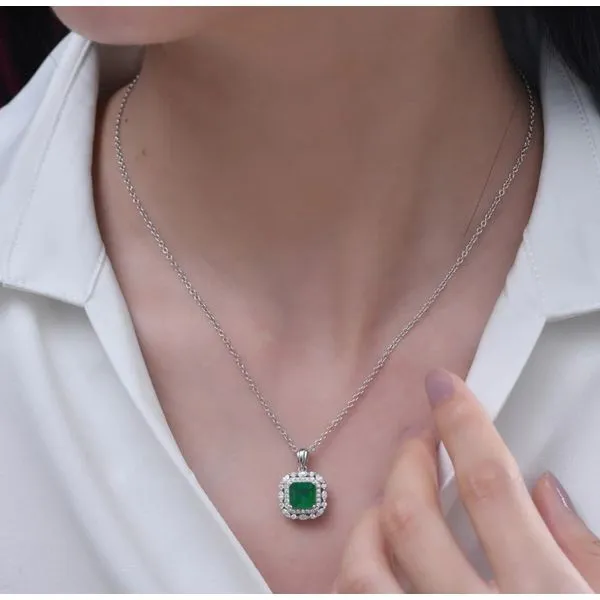 Anna Zuckerman Platinum Finish Jade Green Crystalline Necklace Image 2 Elgin's Fine Jewelry Baton Rouge, LA