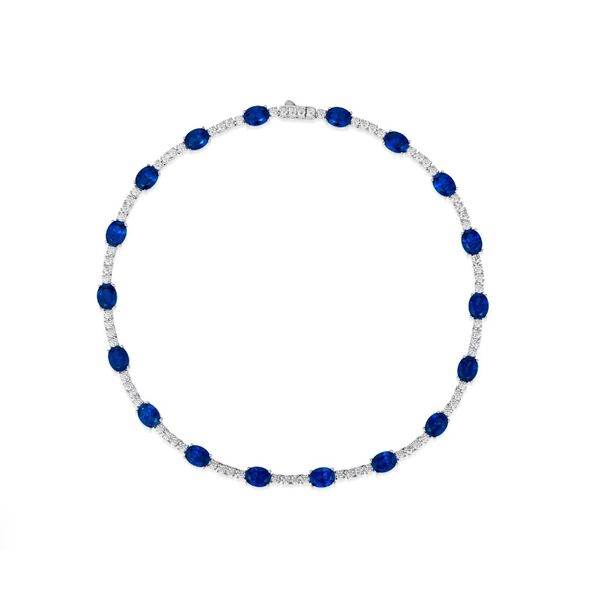 Anna Zuckerman Platinum Finish Tennis Necklace Elgin's Fine Jewelry Baton Rouge, LA