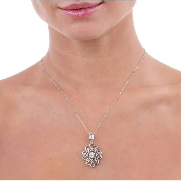 Anna Zuckerman Platinum Finish Olivia Necklace Image 2 Elgin's Fine Jewelry Baton Rouge, LA