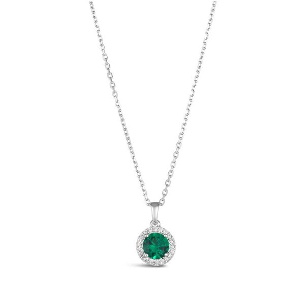 Anna Zuckerman Platinum Finish Emerald Green Crystalline Necklace Elgin's Fine Jewelry Baton Rouge, LA