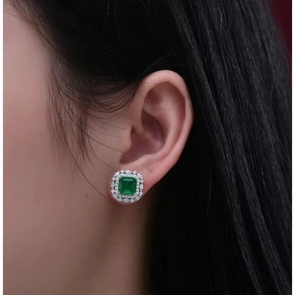 Anna Zuckerman Platinum Finish Crystalline Stud Earrings Image 2 Elgin's Fine Jewelry Baton Rouge, LA