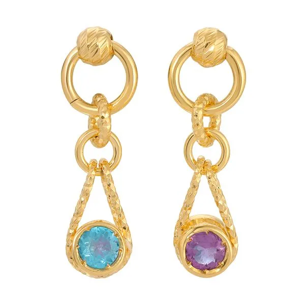 Frederic Duclos Blue Topaz and Amethyst Gigve Earrings Elgin's Fine Jewelry Baton Rouge, LA