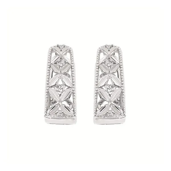 Silver Floral Hoop Earrings Elgin's Fine Jewelry Baton Rouge, LA