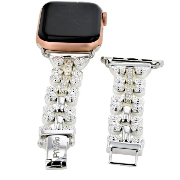 Piyaro Sterling Silver Diamond Link Watch Band Elgin's Fine Jewelry Baton Rouge, LA