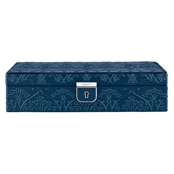 WOLF X LIBERTY All Over Lanthe Medium Jewelry Box - Navy Elgin's Fine Jewelry Baton Rouge, LA