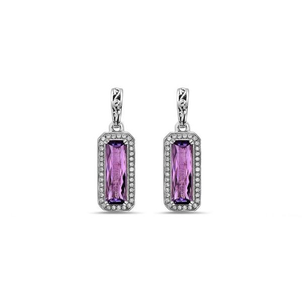 Charles Krypell Sterling Silver Amethyst and Diamond Earrings Elgin's Fine Jewelry Baton Rouge, LA