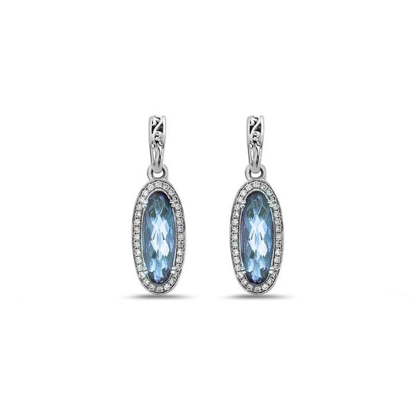 Charles Krypell Sterling Silver Blue Topaz and Diamond Earrings Elgin's Fine Jewelry Baton Rouge, LA