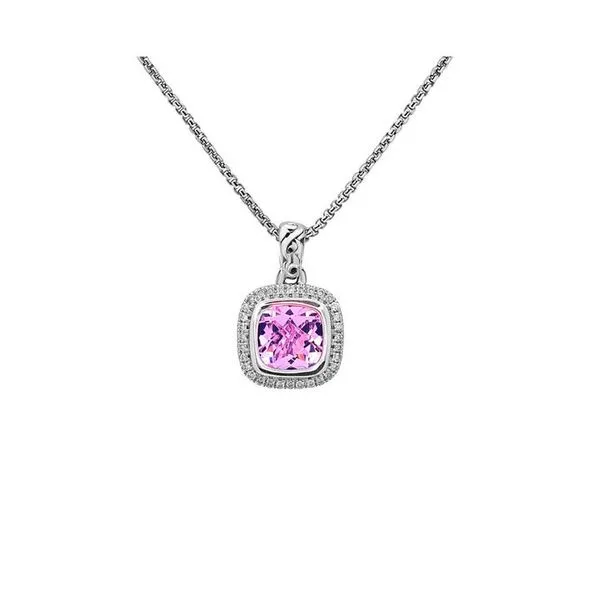 Charles Krypell Sterling Silver Pink Topaz and Diamond Pendant Elgin's Fine Jewelry Baton Rouge, LA
