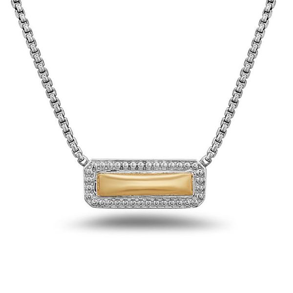 Charles Krypell Sterling Silver and 18kt Gold Bar Necklace Elgin's Fine Jewelry Baton Rouge, LA