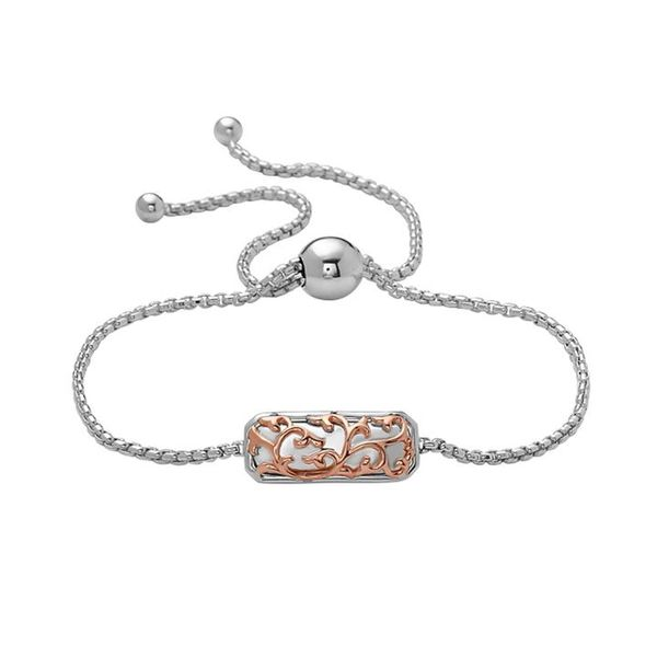 Charles Krypell Sterling Silver and 18kt Rose Gold Bolo Bracelet Elgin's Fine Jewelry Baton Rouge, LA