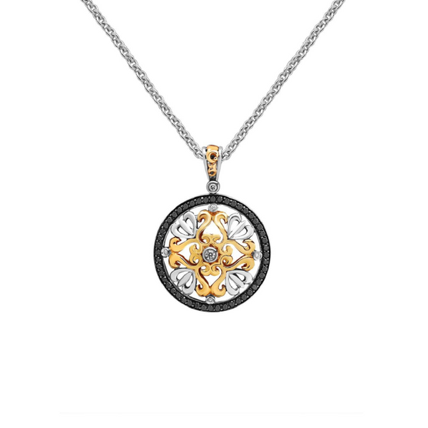 Charles Krypell Sterling Silver and 18kt Gold Diamond Pendant Elgin's Fine Jewelry Baton Rouge, LA