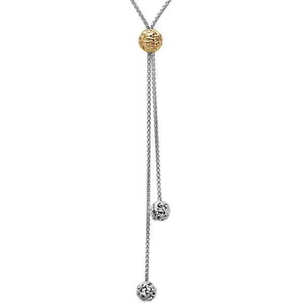 Charles Krypell Sterling Silver and 18kt Gold Lariat Necklace Elgin's Fine Jewelry Baton Rouge, LA