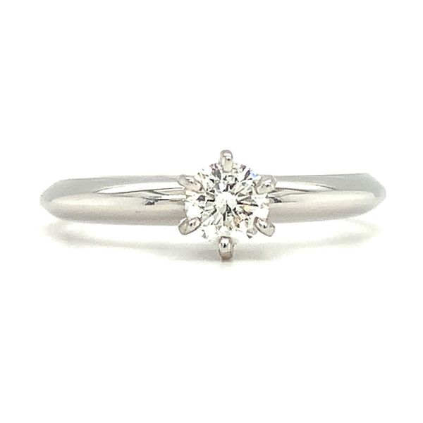 14K White Gold Round Brilliant Diamond Solitaire Engagement Ring Ellsworth Jewelers Ellsworth, ME