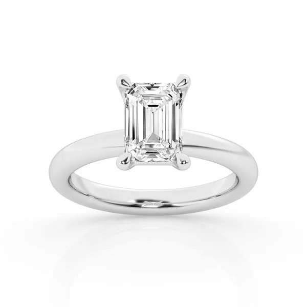 14K White Gold Lab-Grown Emerald Solitaire Engagement Ring Ellsworth Jewelers Ellsworth, ME