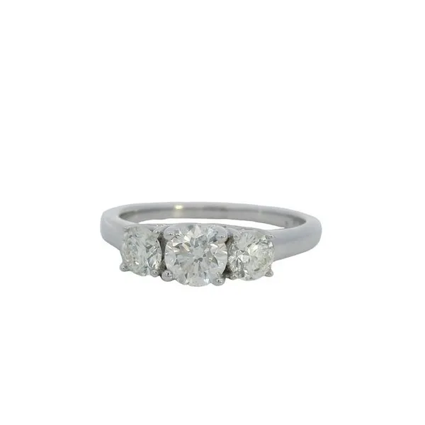 14K White Gold 3-Stone Diamond Band Engagement Ring Ellsworth Jewelers Ellsworth, ME
