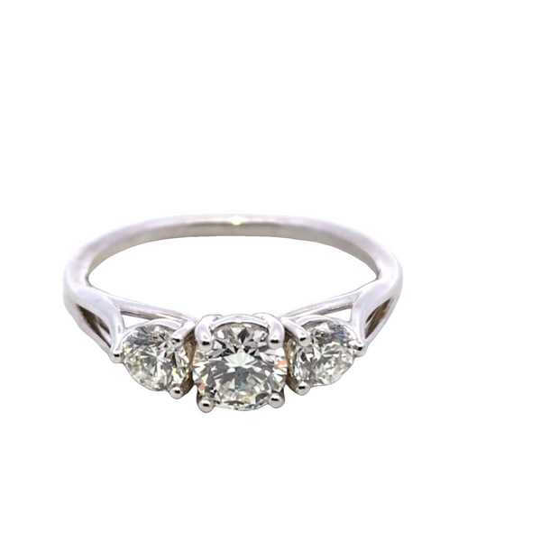 14K White Gold Diamond 3-Stone Engagement Ring Ellsworth Jewelers Ellsworth, ME