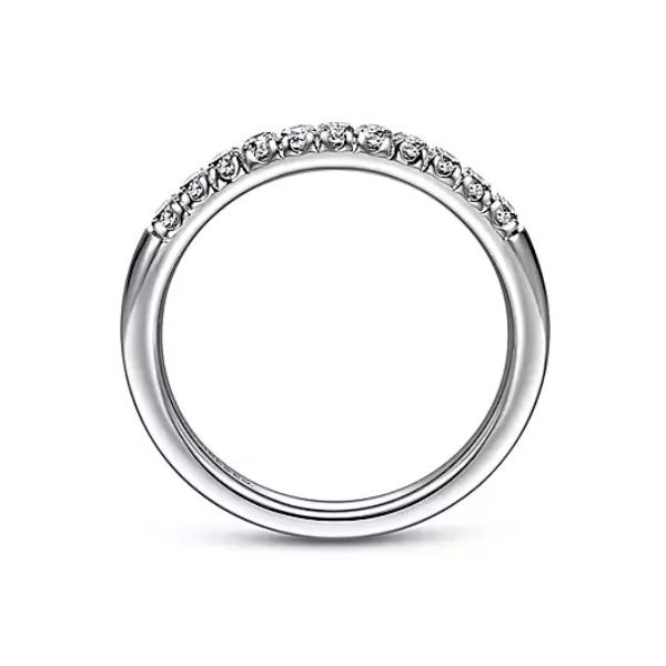 14K White Gold French Pavé Diamond Wedding Band Image 2 Ellsworth Jewelers Ellsworth, ME