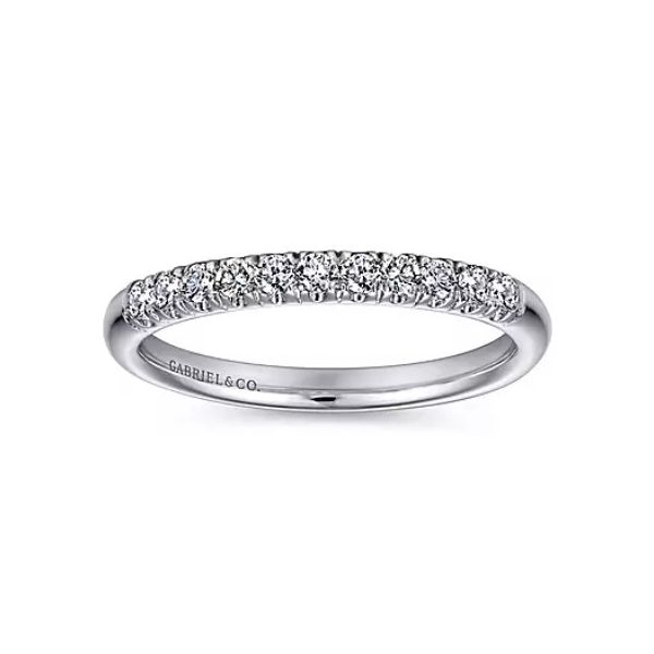 14K White Gold French Pavé Diamond Wedding Band Image 4 Ellsworth Jewelers Ellsworth, ME