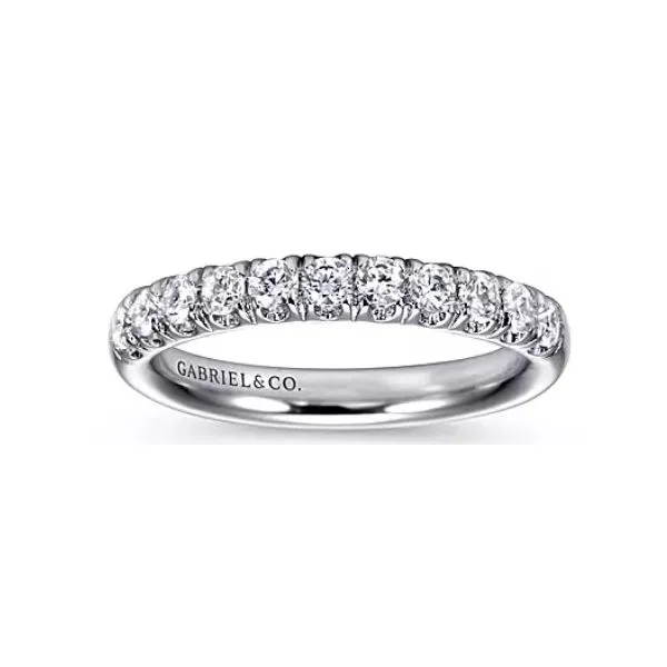 14K White Gold French Pavé Diamond Wedding Band Image 4 Ellsworth Jewelers Ellsworth, ME