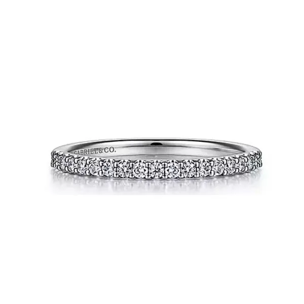 14K White Gold Shared Prong Diamond Wedding Band Ellsworth Jewelers Ellsworth, ME