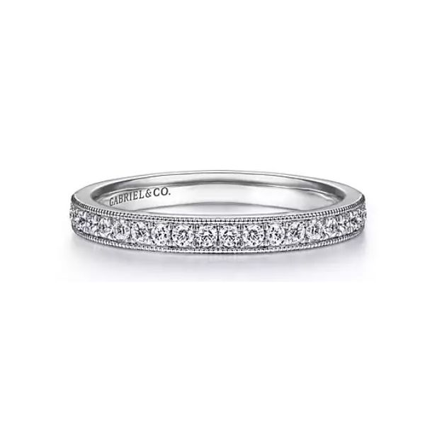 14K White Gold Micro Pavé Channel Diamond Wedding Band Ellsworth Jewelers Ellsworth, ME