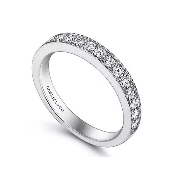 14K White Gold Micro Pavé Channel Diamond Wedding Band Image 3 Ellsworth Jewelers Ellsworth, ME