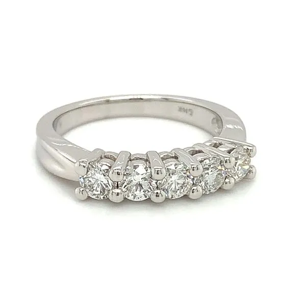 14K White Gold Five-Stone Diamond Anniversary Ring Image 2 Ellsworth Jewelers Ellsworth, ME