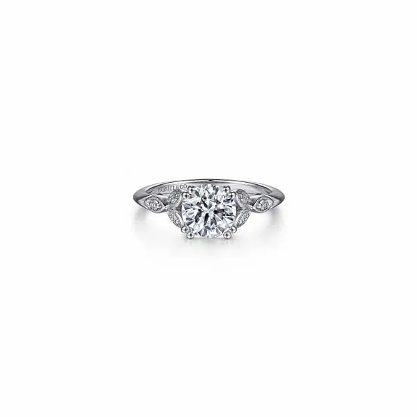 Victorian Style 14K White Gold Diamond Engagement Semi-Mount Ring Ellsworth Jewelers Ellsworth, ME