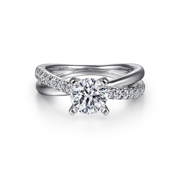 14K White Gold Twisted Diamond Engagement Semi-Mount Ring Ellsworth Jewelers Ellsworth, ME