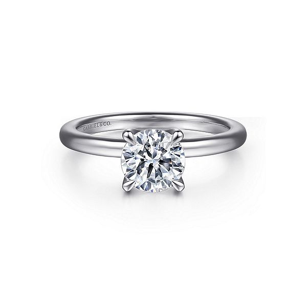 14K White Gold Solitaire Diamond Engagement Semi-Mount Ring Ellsworth Jewelers Ellsworth, ME