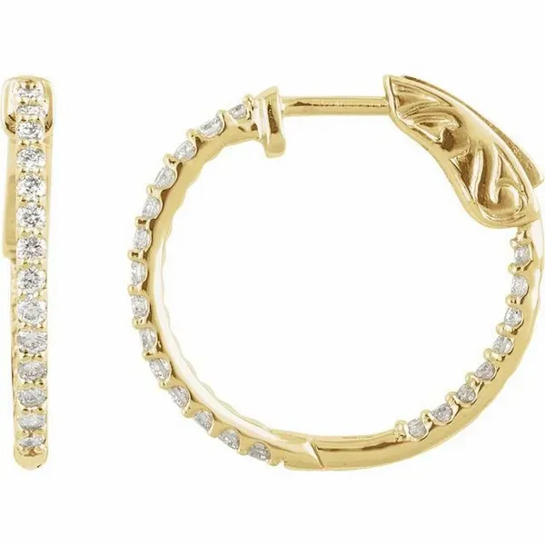 14K Yellow Gold Diamond Inside-Outside Hoop Earrings Ellsworth Jewelers Ellsworth, ME