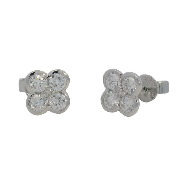 14K White Gold Flower Stud Earrings Ellsworth Jewelers Ellsworth, ME