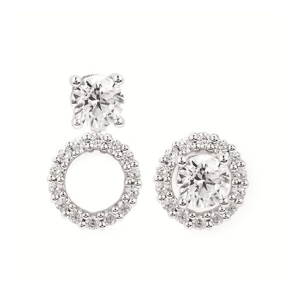 14K White Gold Round Halo Convertible Earring Jackets Ellsworth Jewelers Ellsworth, ME