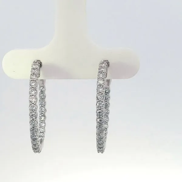 14K White Lab Grown Diamond Hoop Earrings Ellsworth Jewelers Ellsworth, ME