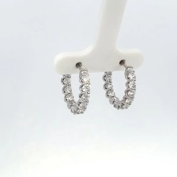 14K White Lab-Grown Diamond Hoop Earrings Ellsworth Jewelers Ellsworth, ME