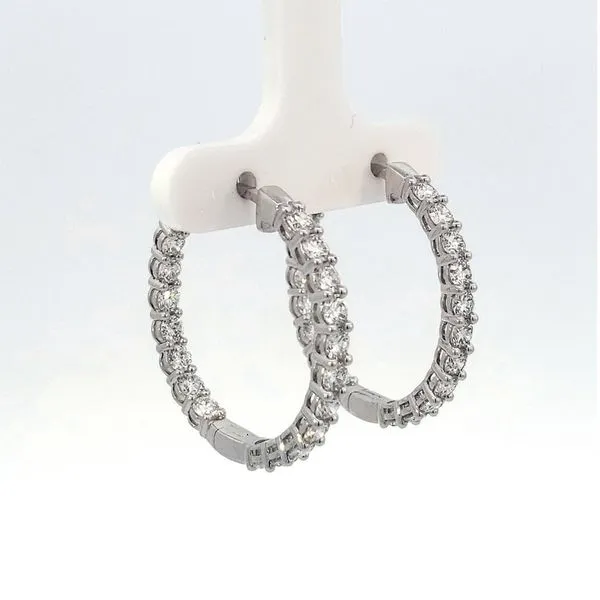 14K White Lab-Grown Diamond Hoop Earrings Ellsworth Jewelers Ellsworth, ME