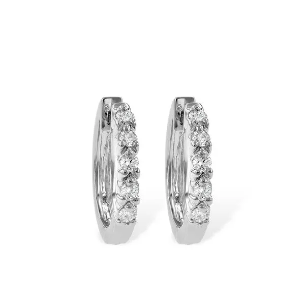 14K White Gold Diamond Huggie Earrings Ellsworth Jewelers Ellsworth, ME