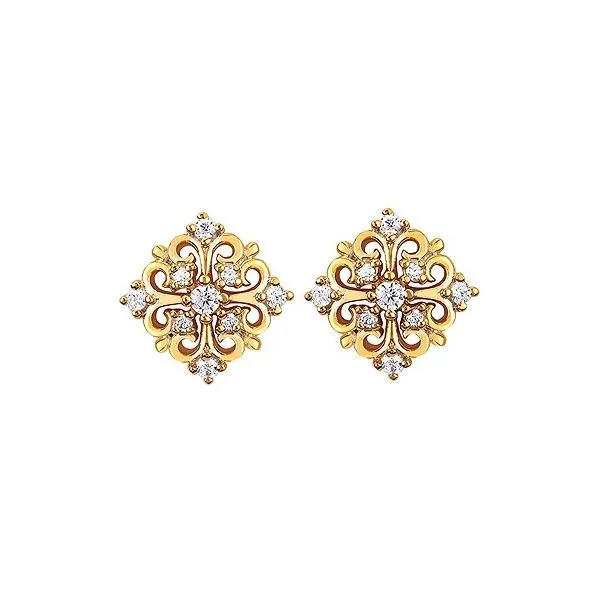 14K Yellow Gold Fancy Diamond Stud Earrings Ellsworth Jewelers Ellsworth, ME
