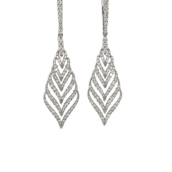 14K White Diamond Chevron-Style Dangle Earrings Ellsworth Jewelers Ellsworth, ME