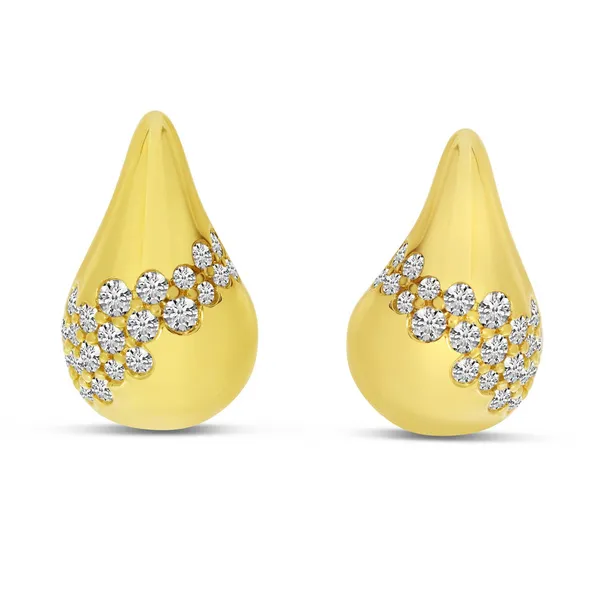 14K Yellow Gold Large Diamond Teardrop Stud Earrings Ellsworth Jewelers Ellsworth, ME
