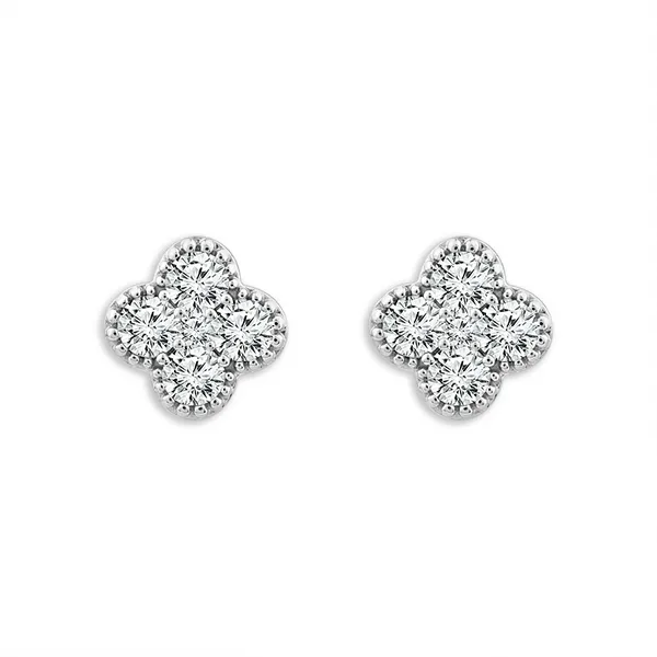 14K White Gold Diamond Cluster Lily Earrings Ellsworth Jewelers Ellsworth, ME