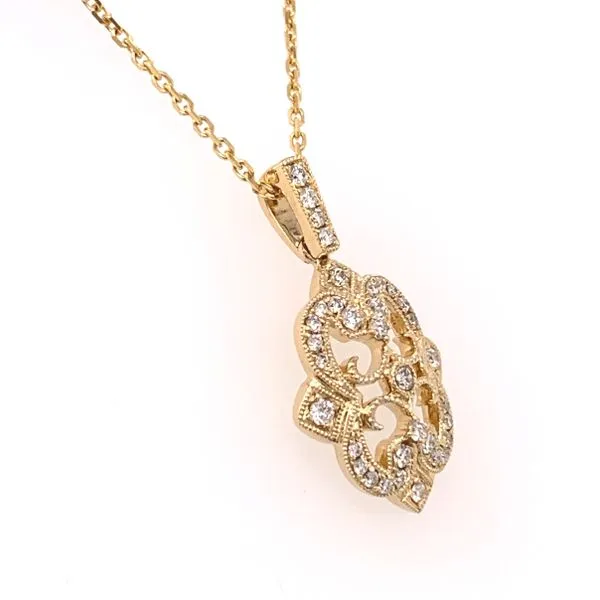 14Kt Filagree Pendant with Diamonds Image 3 Ellsworth Jewelers Ellsworth, ME