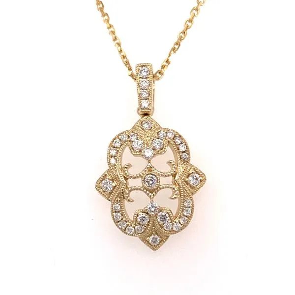 14Kt Filagree Pendant with Diamonds Ellsworth Jewelers Ellsworth, ME