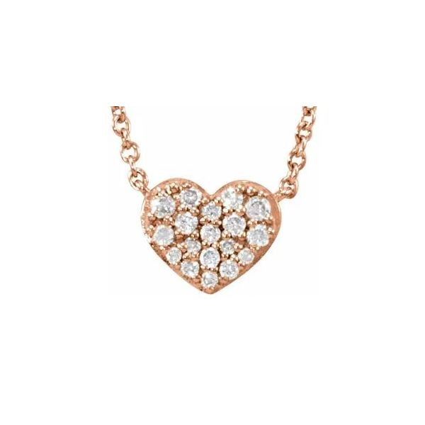 14Kt Rose 1/10 CTW Diamond Heart Necklace Ellsworth Jewelers Ellsworth, ME