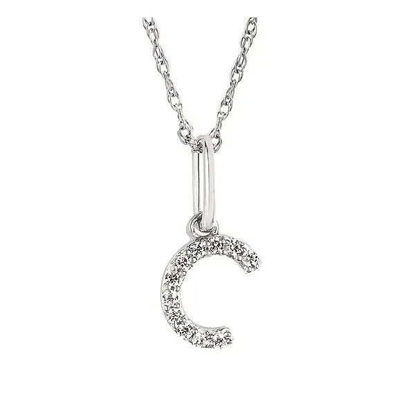 10K White Gold Letter C Diamond Necklace Ellsworth Jewelers Ellsworth, ME