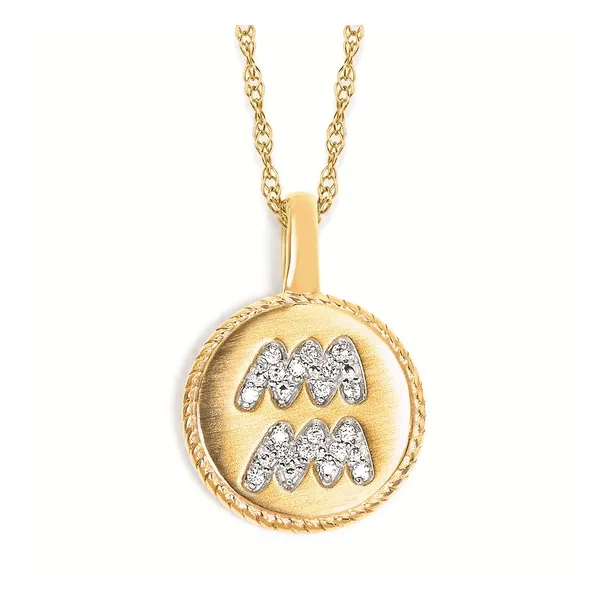 14K Yellow Gold Aquarius Zodiac Diamond Pendant Ellsworth Jewelers Ellsworth, ME