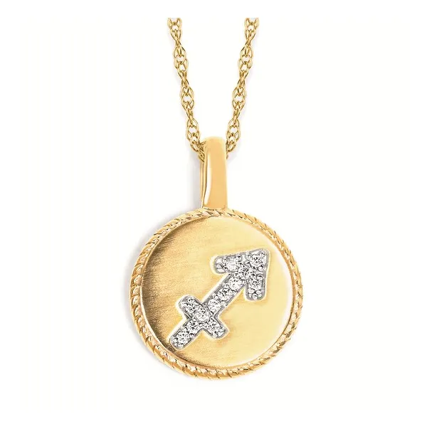 14K Yellow Gold Sagittarius Zodiac Diamond Pendant Ellsworth Jewelers Ellsworth, ME