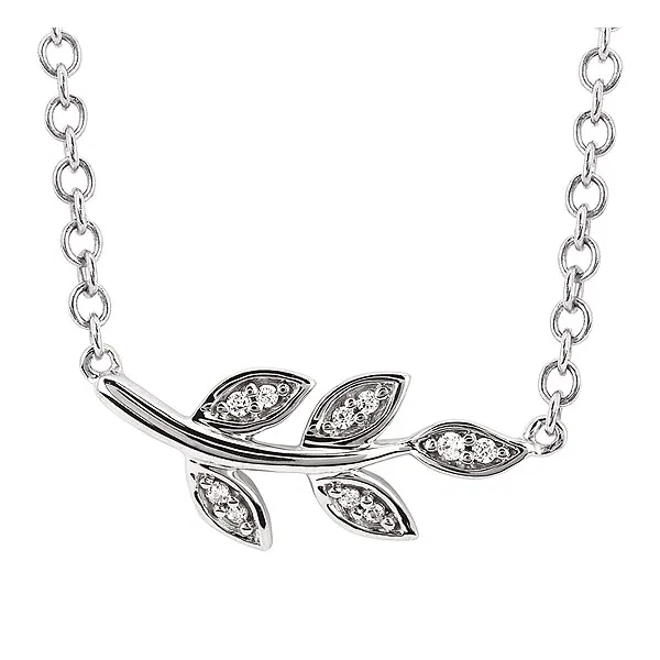 10K White Gold Diamond Leaf Fashion Pendant Ellsworth Jewelers Ellsworth, ME