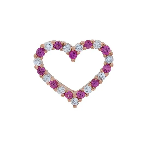 14K Rose Gold Pink Sapphire & Diamond Heart Pendant Ellsworth Jewelers Ellsworth, ME